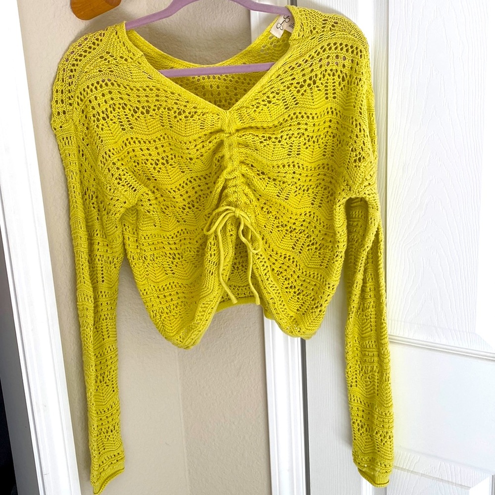 Cinching Pointelle Sweater